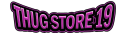 Logo Thug Store 19 con testo viola e nero su sfondo trasparente.